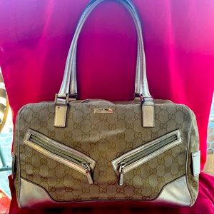 Authentic Gucci Gold Monogram Shoulder Purse